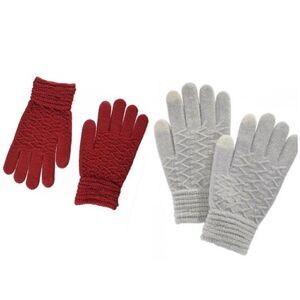 Set of 2 New Steve Madden Women's Gloves Touchscreen Red, Grey winter glove